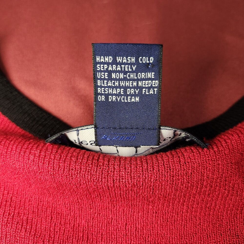 Preston & York Red Black Colorblock Y2k Ivy League Cardigan Sweater V-Neck Small - Picture 6 of 10